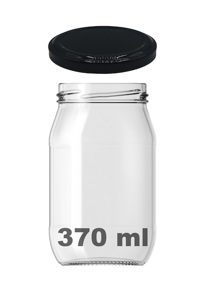 Afracam 370 ML Siyah Metal Kapaklı Şeffaf Cam Kavanoz