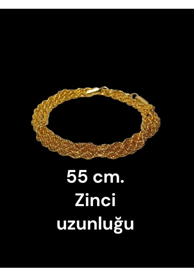 Altın Kaplama Halat Zincir Kolye 58 Cm Burma Zincir Kolye Gold