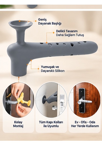 Mucit Home Kapı Koruma Seti 4 Adet Silikon Pencere Kapı Kolu Koruma Seti Duvar Çarpışma Önleyici