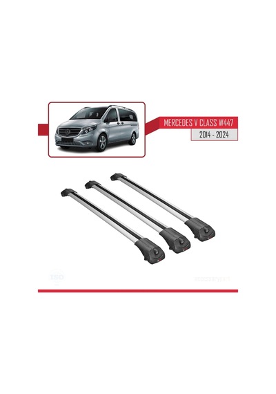 Mercedes V Class W447 2014 Ve Sonrası İle Uyumlu Ace-1 Ara Atkı Tavan Barı Gri 3 Adet Bar