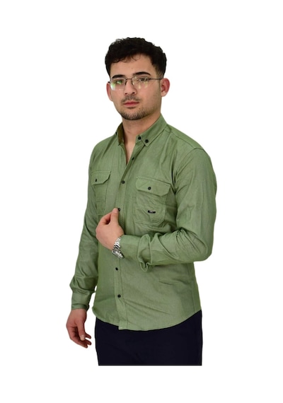 Erkek Spor Likralı Gömlek Bgl-st04343 Açık Yeşil