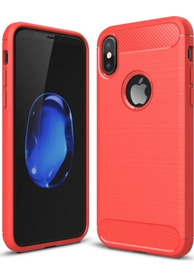 iPhone Uyumlu Xxs Dark Ultra Koruma Karbon Fiber Silikon Kılıf- 5775 Kırmızı