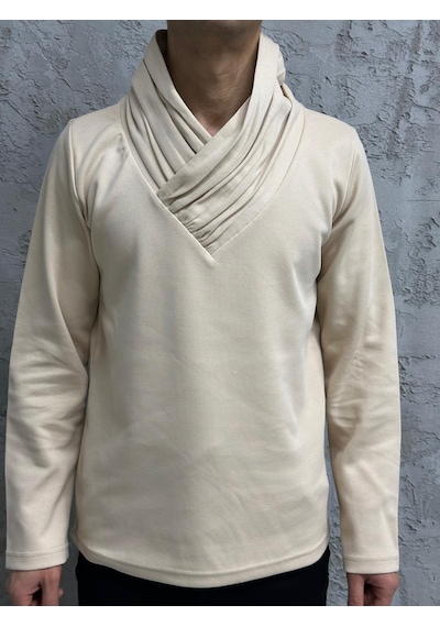 Black Steel Şal Yaka Casual Erkek Sweatshırt Bej