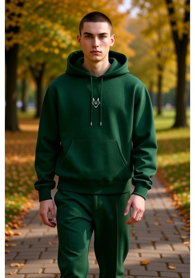 Benerly Erkek Kapüşonlu Standart Kol Kanguru Cep Sweatshirt Fonksiyonel D Haki