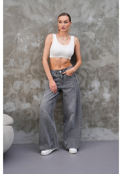 Cool Tarz Miami Antrasit Straight Wide Kadın Jean Antrasit Antrasit
