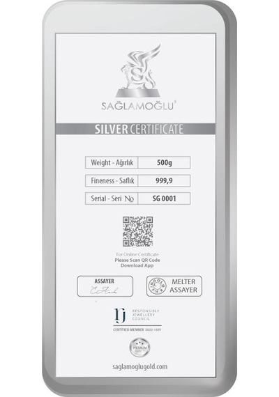 Sanal Kuyumculuk 500 Gram Külçe Gümüş
