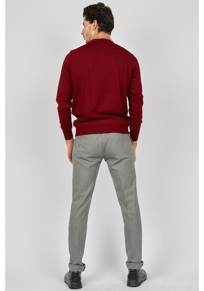 Pave Erkek Bisiklet Yaka Yün Kazak 4536063 Bordo Bordo