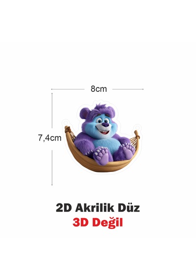 Araba Ayna Süsü, Araba Süsü, Çanta Aksesuarı - Sallanan Ayı - Pleksi Malzeme, Uv Baskılı - 018 8x6 Cm
