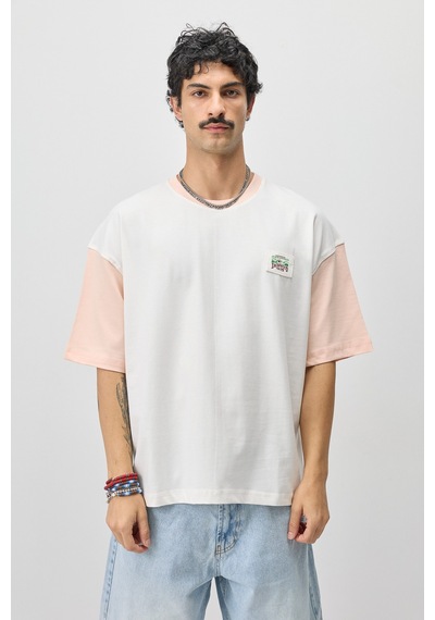Vamos Oversize Baskılı Tişört V70-208 Somon