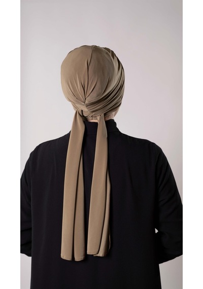 Hürrem Bone Taba Pratik Hazır Geçmeli Tesettür Bone Sandy Kumaş Atkılı 2204 33 Taba