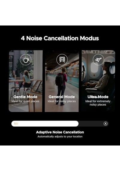 Hitune Max5c Kulaklıklar Kablosuz, 75h Çalma Süresi, Uyarlanabilir Gürültü Engelleme, Yüksek Çözünürlüklü Ses Bluetooth 5.4 Kulak Üstü Kulaklıklar, Uygulama İle Özel Eq Çoklu Bağlantı Uyarlanabilir Aktif Gürültü Önleme 50 x 22