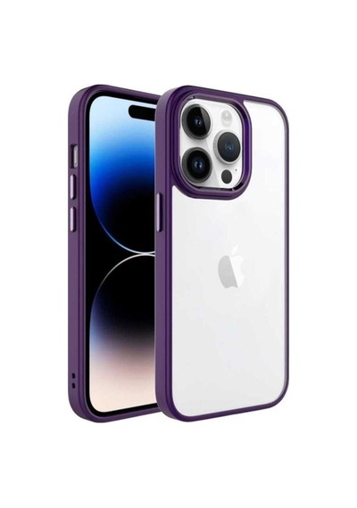 Apple Uyumlu iPhone 14 Pro Max Kılıf Zore Krom Kapak Derin Mor