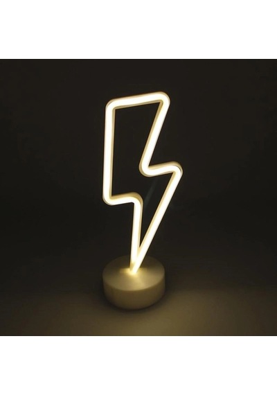 Masa Lambası Dekor Amaçlı Şimşek Şeklinde Pil İle Çalışan Neon Led Lamba Süs .