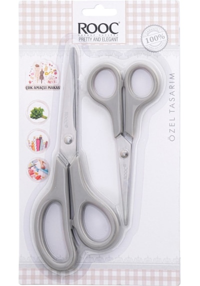 Makri Home 2'li Çok Amaçlı Makas Seti Küçük Boy Gri, 14.5 Cm