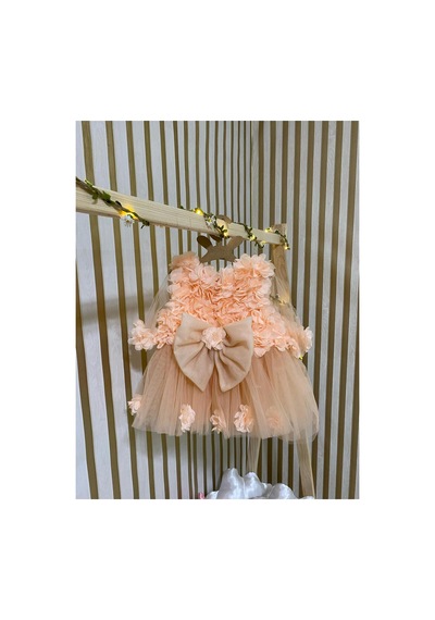 Hayy Baby Kids Wear Turuncu Çiçekli Çocuk Tütü Elbise