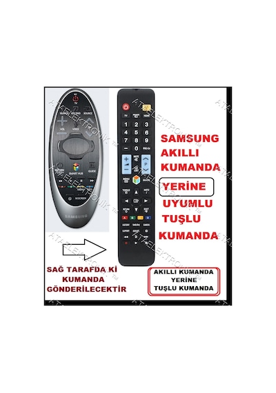 Samsung Uyumlu Led Tv Sihirli Air Yerine Tuşli Kumandası Tuşlu 3D 1078