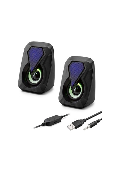 Masaüstü Hoparlör 1+1 Usb + 3.5mm Led - Siyah Hd6054