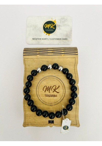 Mk Tasarım Gerçek Obsidyen Taşı Bileklik Mk.013.016 Çok Renkli