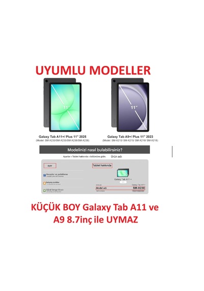 Samsung Uyumlu Galaxy Tab A11 Plus 11inç X230 Kılıf Pu Deri Smart Standlı Case Uyku Modlu X235 X236f
