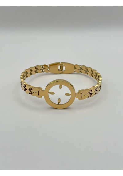 Arnes Jewelry Çelik Çeyrek Altın Takılabilen Kelepçe Bileklik Ar411nes Gold