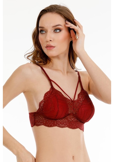 Sensu Kadın Dantelli Çapraz Askılı Bralet Büstiyer - Bra2026 Bordo Bordo