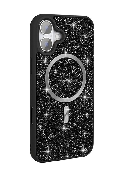 Apple Uyumlu iPhone 16 Pro Kılıf Pırlanta Tasarımlı M-safe Şarj Özellikli Zore Mozaik Silikon Kapak