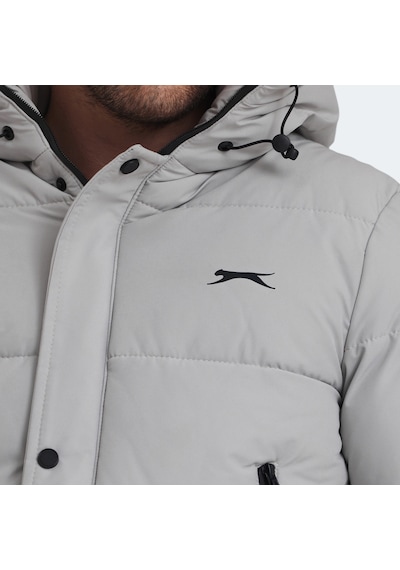 Slazenger GANEA IN Büyük Beden Erkek Kapüşonlu Şişme Bej Mont & Kaban