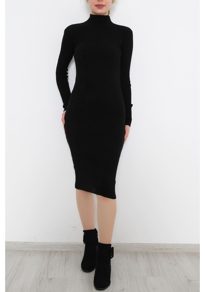 Bensu Store - Yarım Balıkçı Elbise Siyah - 10072.1612. 001