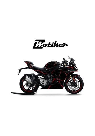 Cfmoto 450sr Kaplama Motosiklet Sticker Etiket Modeli Şimşek Desen Kırmızı