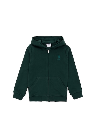 U.S. Polo Assn. Erkek Çocuk Koyu Yeşil Basic Kapüşonlu Sweatshirt 50289144-VR079
