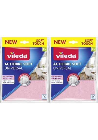Vileda Actifibre Soft Universal New Soft Touch Paket İçi 2 Li 2li Beyaz - Pembe