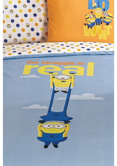 Puffy Minions Do Want %100 Pamuk Tek Kişilik Nevresim Takımı - Indigo