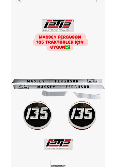 Massey Ferguson 135 Komple Yan Yazı Ve Yan Yuvarlak Armalar Komple Takım Ptp Marka