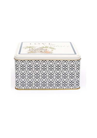 Forrest Grey Desenli Kare Metal Saklama Kabı 19.8 x 19.8 x 10 CM 3.7 L
