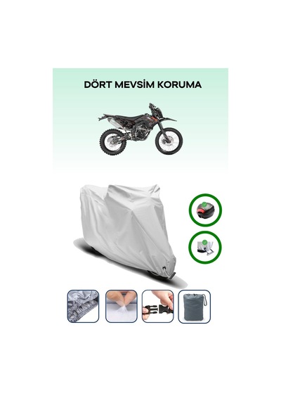 Gri Arka Çanta Ve Kilit Uyumlu Asya Rx 250 Cross Uyumlu Motor Brandası