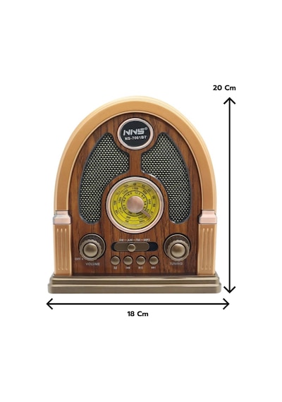 Nostaljik Bluetooth Radyo Ns-7061bt Şarjlı Taşınabilir Fm Radyo Mp3 Çalar