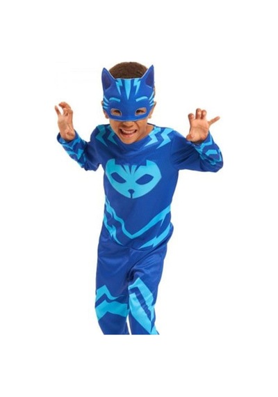 Annee Bakk Unisex Çocuk Pijamaskeliler Kedi Kostümü, Pjmask Catboy Kıyafeti Mavi