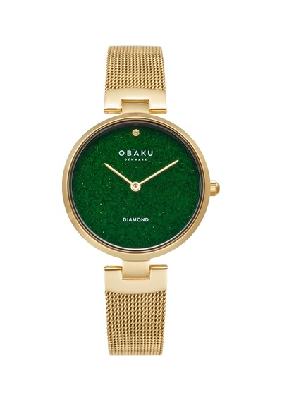 Obaku Denmark V256lhgemg-dssd Quartz Hasır Altın Rengi Yeşil Kadran 32 Mm Kadın Kol Saati Altın