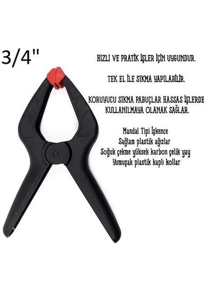 3/4" Yaylı Kıskaç Mandal El Tip İşkence 19 mm.