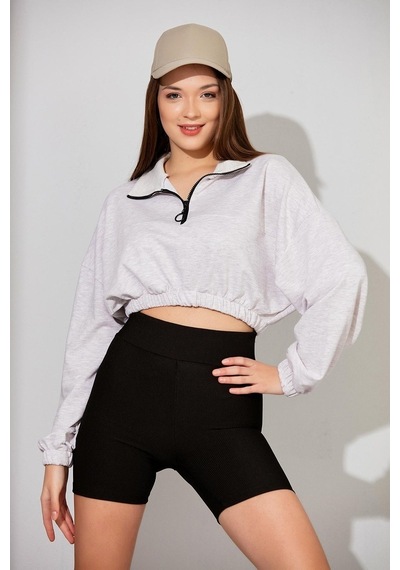 Alexander Gardi Alexandergardı Kadın Fermuarlı Crop Sweatshirt (B22-11000)