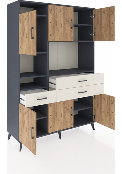 Hyperion Dolap 9 Raflı 3 Çekmeceli 6 Kapaklı 132x44x195 Antrasit-çam/aytaşı Atlas Çam/aytası - Antrasıt Hyperion Dolap 9 Raflı 3 Çekmeceli 6 Kapaklı 132x44x195 Antrasit-çam/aytaşı Atlas Çam/aytası - Antrasıt