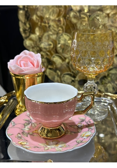 Eldon 6 Kişilik Porselen Fincan Takımı Pudra Pudra Pembe
