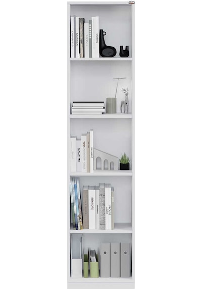 Modern 5 Raflı Kitaplık - Beyaz 43x182x26 Cm Beyaz