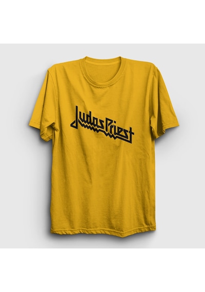 Presmono Unisex Logo Judas Priest T-shirt Sarı