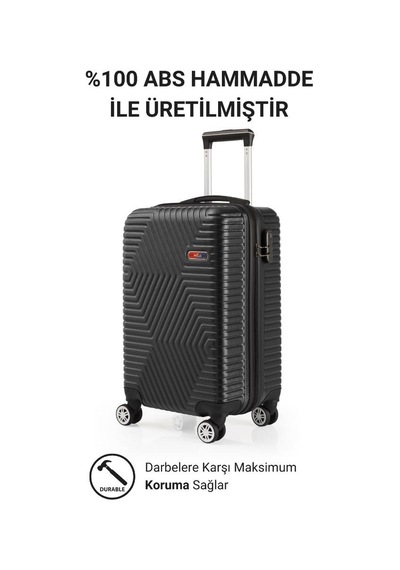 G&d Polo Suitcase Abs Kabin Ve Büyük Boy Siyah 2'li Valiz Seti 600.01-set-bk Siyah
