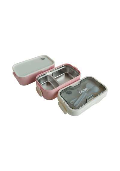 Noki Kids Paslanmaz Çelik Yemek Kabı 1350 Ml Çift Katlı Pembe Çok Renkli