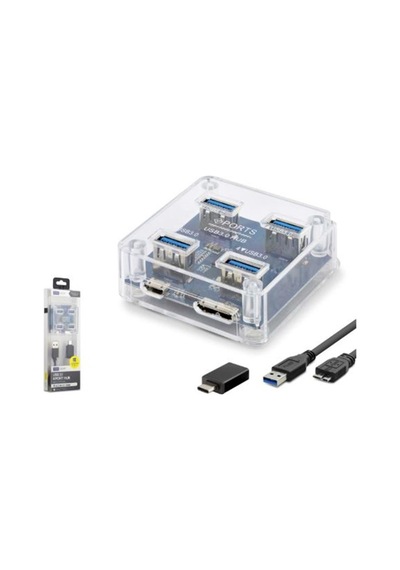 İetop U331 Usb Type-c 3.1 Gen1 Hub 4 Port 5 Gbps Şeffaf