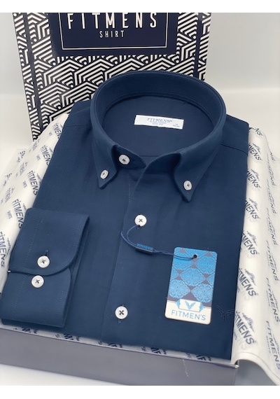 Slim Fit Uzun Kol Müslin Pamuk Rahat Nefes Alabilen Kumaştan Yaka Düğmeli Hediye Kutulu Erkek Gömlek Fs-004202 - Lacivert-2864 Slim Fit Uzun Kol Müslin Pamuk Rahat Nefes Alabilen Kumaştan Yaka Düğmeli Hediye Kutulu Erkek Gömlek Fs-004202 - Lacivert-2864