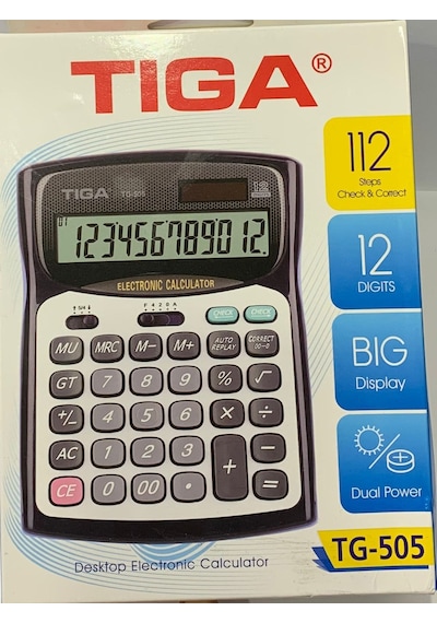 Tiga Hesap Makinası Masa Üstü 12 Haneli-tg-505 Gri