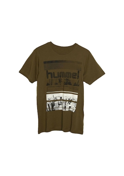 Hummel Dean Erkek Haki Baskılı Bisiklet Yaka Tişört Haki